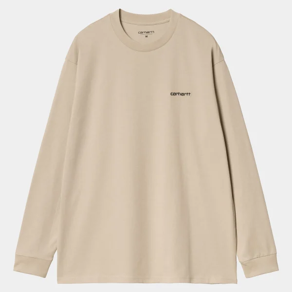 Carhartt WIP L/S Script Embroidery T-Shirt Wall / Black Flash Sale