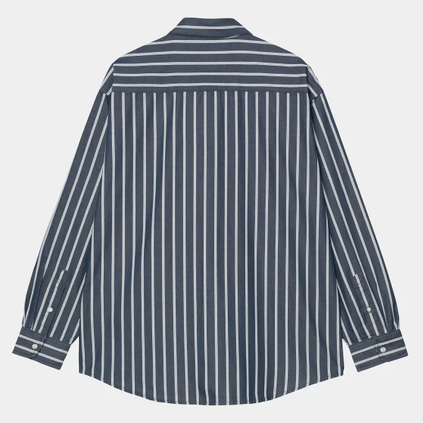 Carhartt WIP L/S Signature Shirt Betz Stripe, Air Force Blue / Dusty Ice Clearance