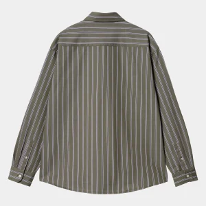 Carhartt WIP L/S Signature Shirt Betz Stripe, Office Green / Aura Sale