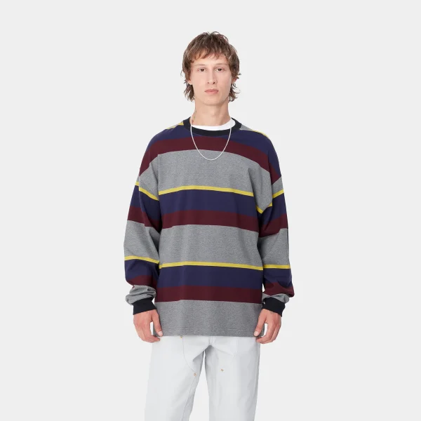 Carhartt WIP L/S Sundling T-Shirt Sundling Stripe, Aura Hot