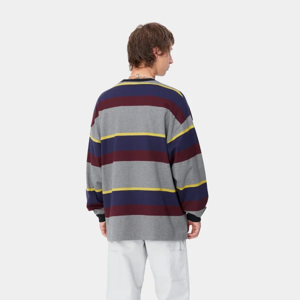 Carhartt WIP L/S Sundling T-Shirt Sundling Stripe, Aura Hot