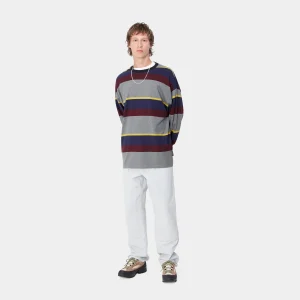 Carhartt WIP L/S Sundling T-Shirt Sundling Stripe, Aura Hot