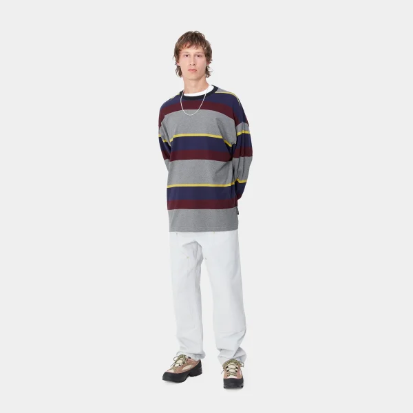 Carhartt WIP L/S Sundling T-Shirt Sundling Stripe, Aura Hot