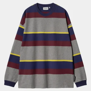 Carhartt WIP L/S Sundling T-Shirt Sundling Stripe, Aura Hot