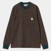 Carhartt WIP L/S Verner Pocket T-Shirt Verner Stripe, Duck Blue / Offroad Sale