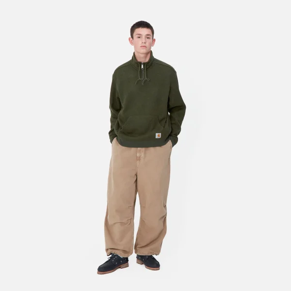 Carhartt WIP Luther Half Zip Sweat Tarragon Heather New