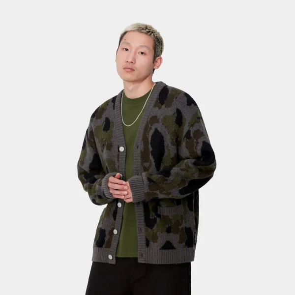 Carhartt WIP Merton Cardigan Camo Duck Jacquard, Grey New