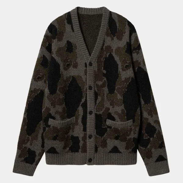 Carhartt WIP Merton Cardigan Camo Duck Jacquard, Grey New