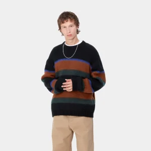 Carhartt WIP Merton Sweater Sundling Stripe, Deep H Brown Flash Sale