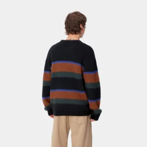 Carhartt WIP Merton Sweater Sundling Stripe, Deep H Brown Flash Sale