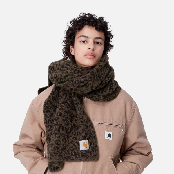 Carhartt WIP Palmer Scarf Camo Leo Jacquard, Tamarind Sale