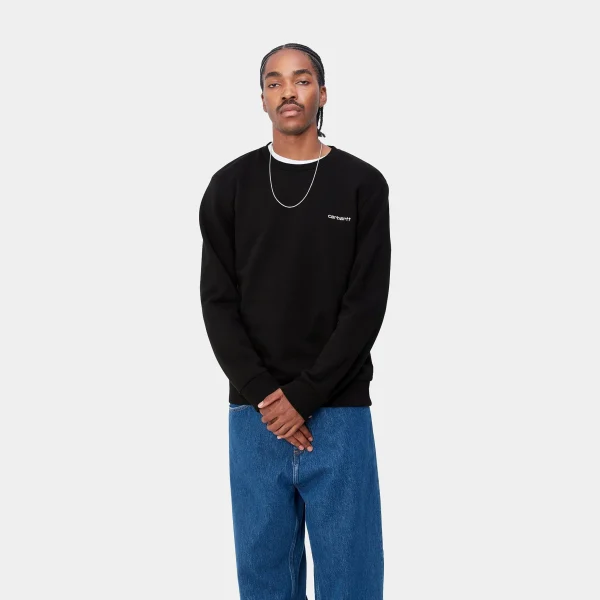 Carhartt WIP Script Embroidery Sweat Black / White Fashion