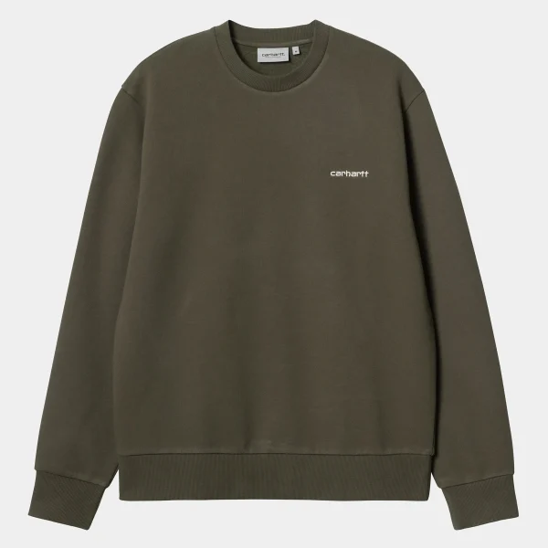 Carhartt WIP Script Embroidery Sweat Cypress / White Best Sale