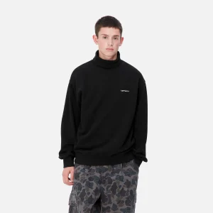 Carhartt WIP Script Mockneck Sweat Black Flash Sale