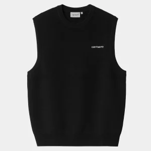 Carhartt WIP Script Vest Sweater Black / White Best Sale