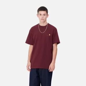 Carhartt WIP S/S American Script T-Shirt Malbec Sale