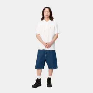 Carhartt WIP S/S Chase Pique Polo White / Gold Discount