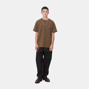 Carhartt WIP S/S Chase T-Shirt Chocolate / Gold New