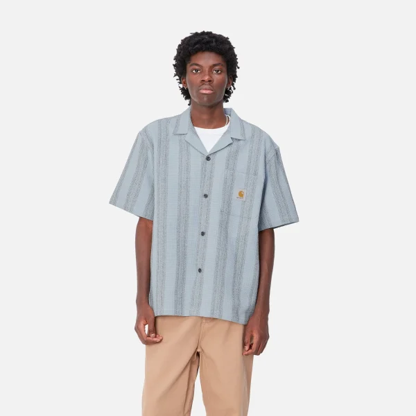 Carhartt WIP S/S Dodson Shirt Dodson Stripe, Misty Sky Clearance