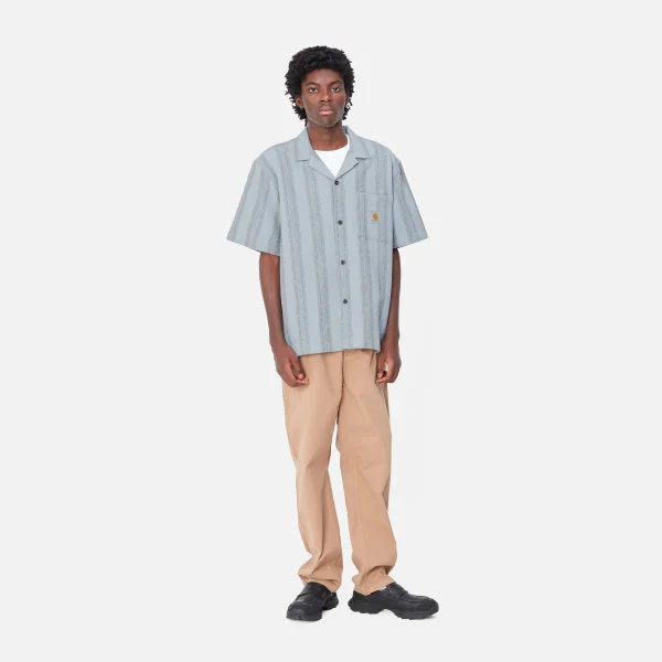 Carhartt WIP S/S Dodson Shirt Dodson Stripe, Misty Sky Clearance