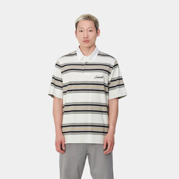 Carhartt WIP S/S Gaines Rugby Shirt Gaines Stripe, Wax Cheap