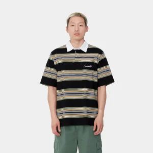 Carhartt WIP S/S Gaines Rugby Shirt Gaines Stripe, Black Flash Sale