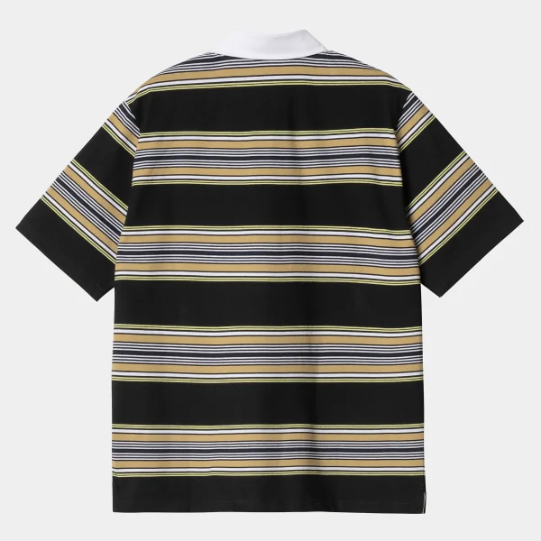 Carhartt WIP S/S Gaines Rugby Shirt Gaines Stripe, Black Flash Sale