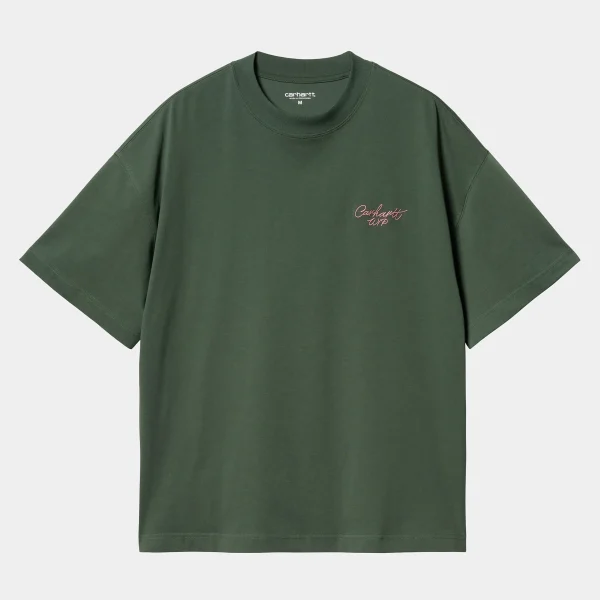 Carhartt WIP S/S Signature Script T-Shirt Sycamore Tree / Dusty Rose Best