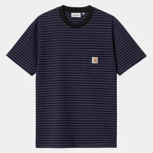 Carhartt WIP S/S Verner Pocket T-Shirt Verner Stripe, Black / Aura Best