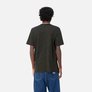 Carhartt WIP S/S Verner Pocket T-Shirt Verner Stripe, Dark Navy / Office Green Discount