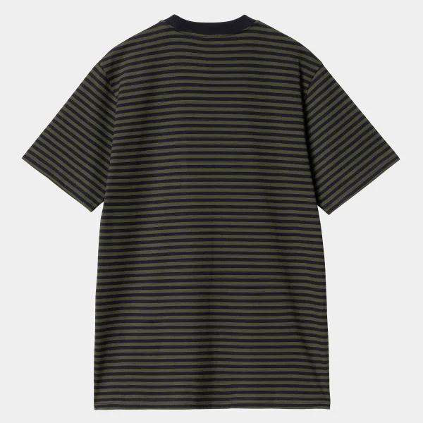 Carhartt WIP S/S Verner Pocket T-Shirt Verner Stripe, Dark Navy / Office Green Discount