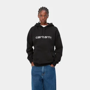 Carhartt WIP W' Hooded Carhartt Sweatshirt Black / White Cheap