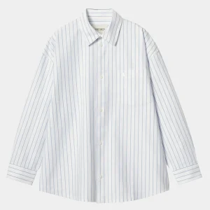 Carhartt WIP W' L/S Dowlen Shirt Dowlen Stripe, White / White Flash Sale