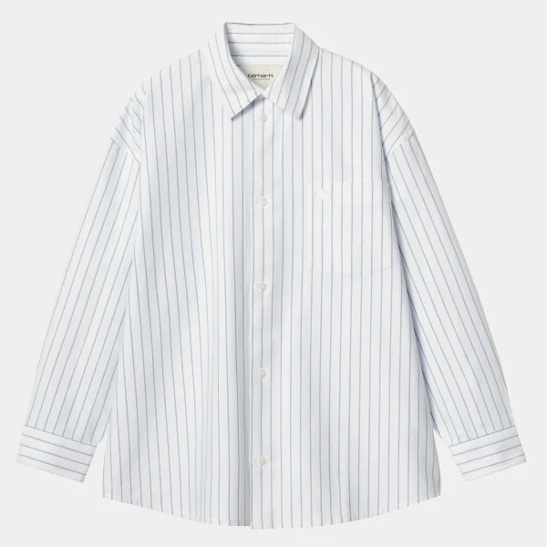 Carhartt WIP W' L/S Dowlen Shirt Dowlen Stripe, White / White Flash Sale