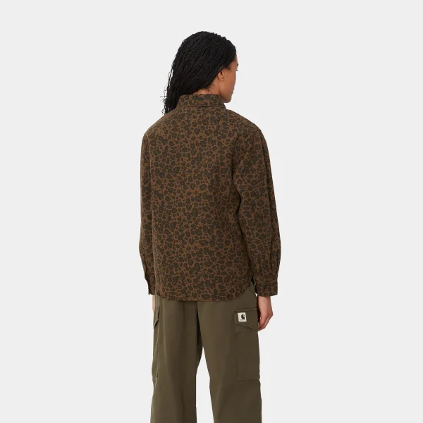 Carhartt WIP W' L/S Leo Shirt Camo Leo, Tamarind / Tamarind Sale