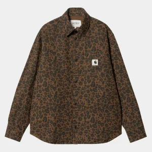 Carhartt WIP W' L/S Leo Shirt Camo Leo, Tamarind / Tamarind Sale