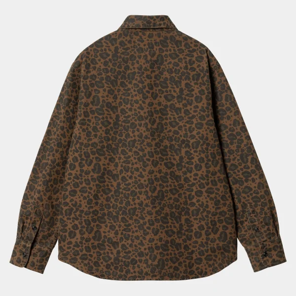 Carhartt WIP W' L/S Leo Shirt Camo Leo, Tamarind / Tamarind Sale