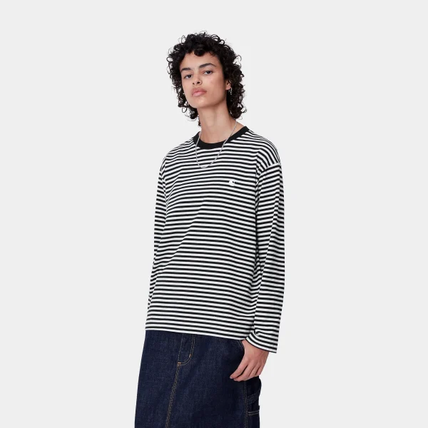 Carhartt WIP W' L/S Verner T-Shirt Verner stripe, Black / Wax Discount