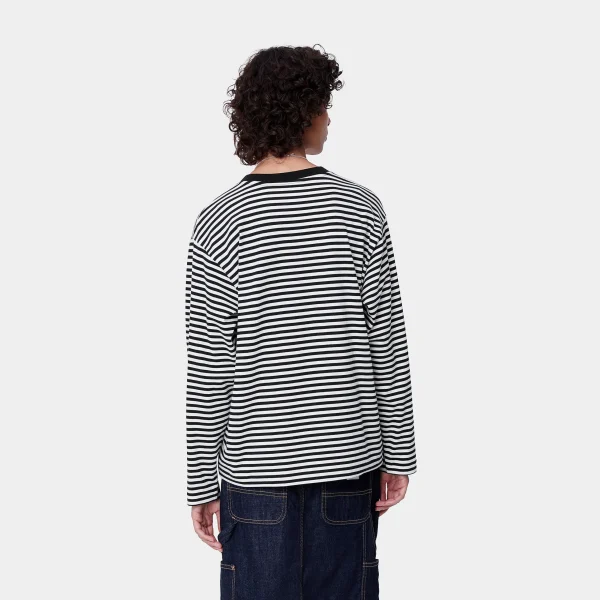 Carhartt WIP W' L/S Verner T-Shirt Verner stripe, Black / Wax Discount