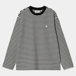 Carhartt WIP W' L/S Verner T-Shirt Verner stripe, Black / Wax Discount