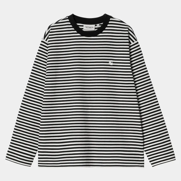 Carhartt WIP W' L/S Verner T-Shirt Verner stripe, Black / Wax Discount