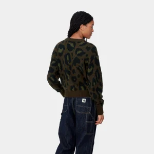 Carhartt WIP W' Merton Sweater Camo Leo Jacquard, Tamarind Cheap