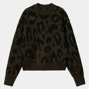 Carhartt WIP W' Merton Sweater Camo Leo Jacquard, Tamarind Cheap