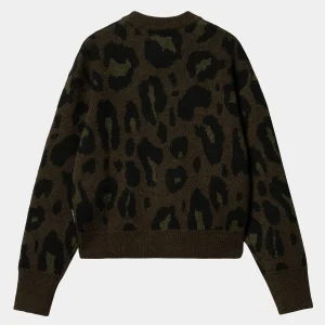 Carhartt WIP W' Merton Sweater Camo Leo Jacquard, Tamarind Cheap