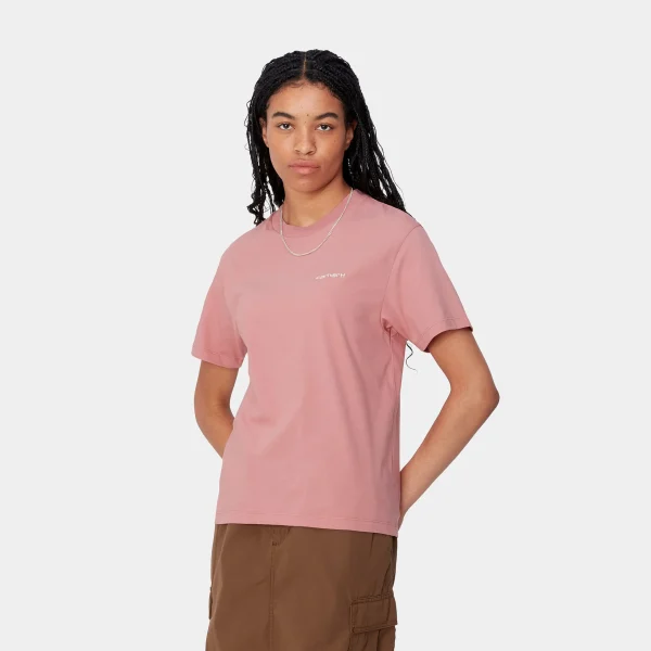 Carhartt WIP W' S/S Script Embroidery T-Shirt Dusty Rose / Moonbeam Cheap