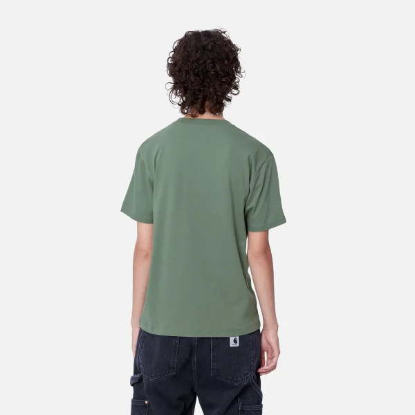 Carhartt WIP W' S/S Script Embroidery T-Shirt Duck Green / Aura Online