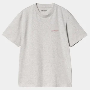 Carhartt WIP W' S/S Script Embroidery T-Shirt Ash Heather / Dusty Rose Best Sale