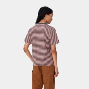 Carhartt WIP W' S/S Verner T-Shirt Verner Stripe, Graphite / Dusty Rose Discount